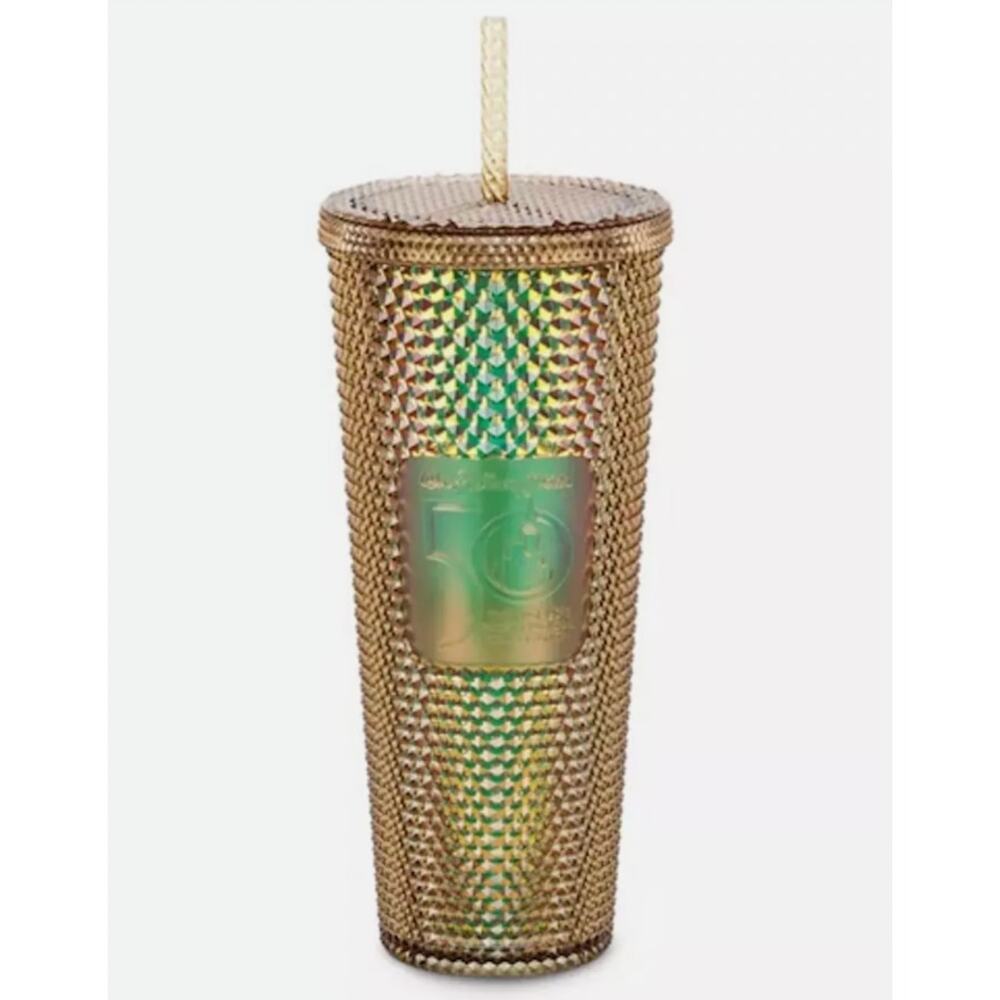 Disney Parks Gold WDW 50th Anniversary Geometric Starbucks Tumbler Straw